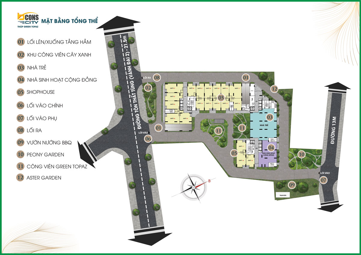 Bcons City Tháp Green Topaz 60 Mat bang tong the tien ich thap Green Topaz cua Bcons City