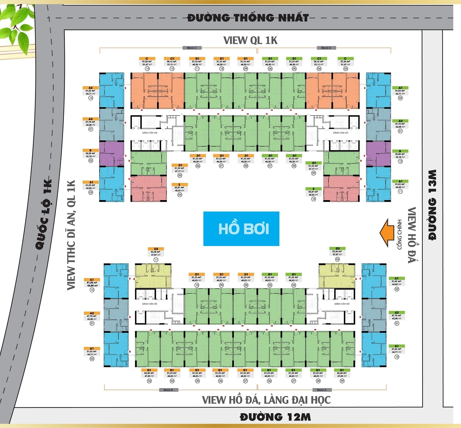 Mat Bang Bcons Plaza Bcons.net .vn Mặt bằng tổng thể 4 tòa tháp của dự án Bcons Plaza