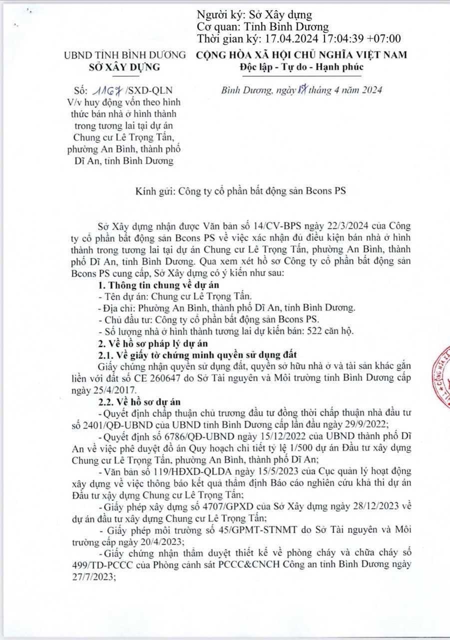 Giay Phep Ban Hang Bcons Polaris Pháp lý Bcons Polaris - Giấy phép bán hàng
