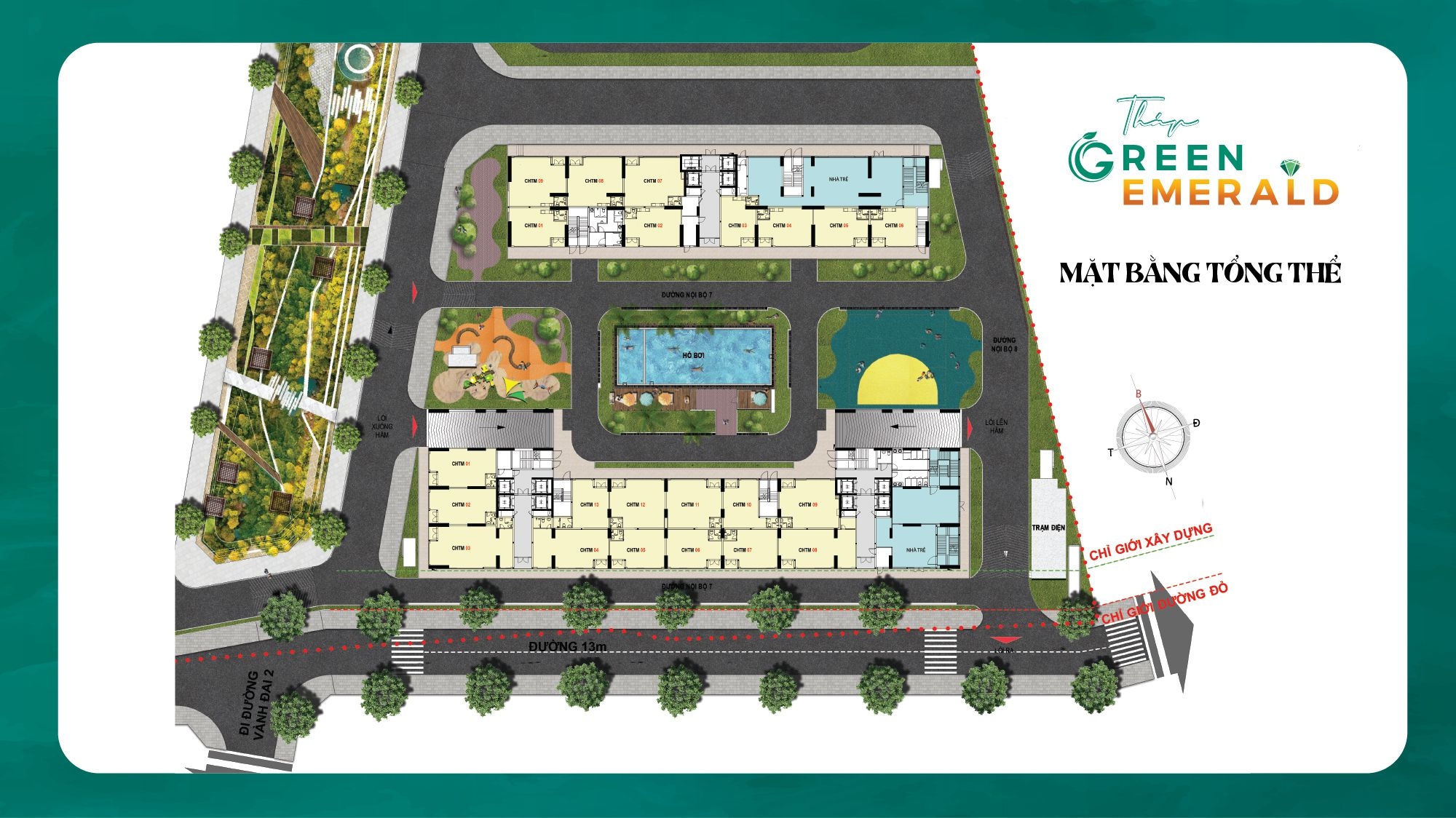Mat Bang Thap Green Emerald 1 Mặt bằng tầng tháp Bcons Green Emerald 1