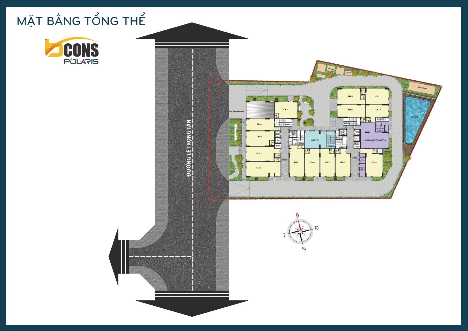 Mat Bang Tong The Bcons Polaris Mặt bằng tổng thể Bcons Polaris