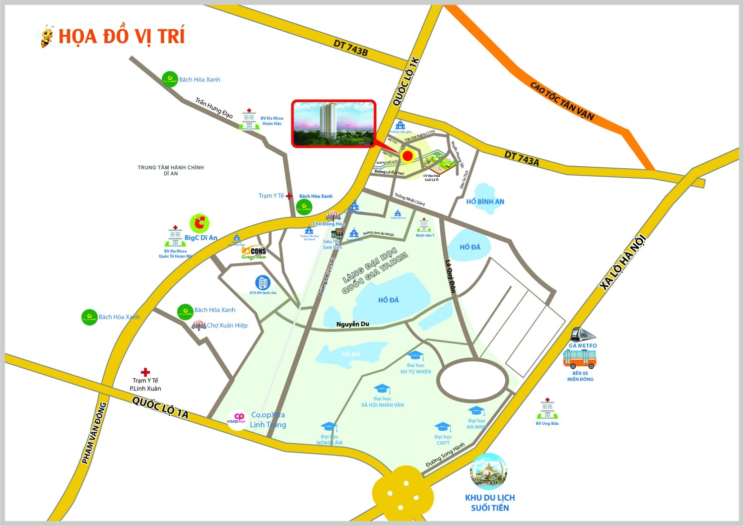 Vị trí Bcons Bee trên bản đồ kết nối giao thông Vị trí Bcons Bee trên bản đồ kết nối giao thông