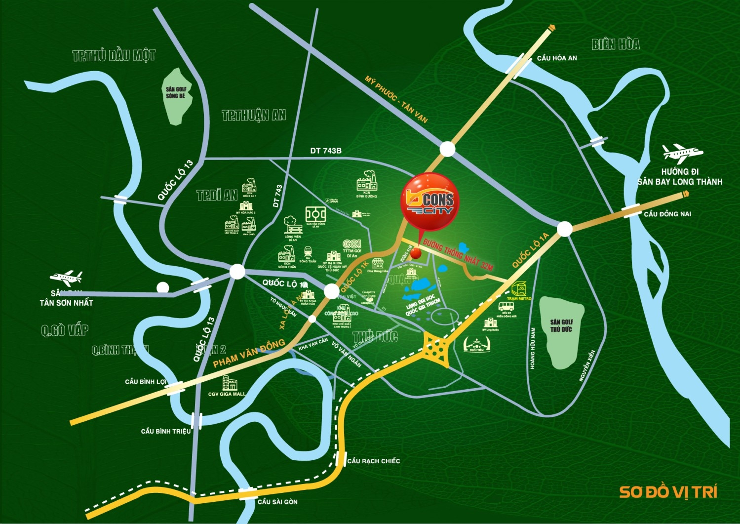 Vị trí Dự Án Bcons City Vị trí Dự Án Bcons City